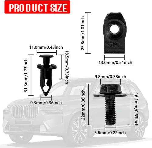 Vista 2 de 35 piezas de pernos de cuerpo de protección contra salpicaduras para motor, forro de guardabarros, clips de remache de sujeción de empuje, kit