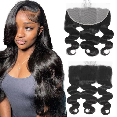 Vista 10 de CHEEON Frontal de encaje HD de 13 x 4 de 12 pulgadas, cabello humano brasileño ondulado con cierre frontal de encaje, 100% cabello humano virgen sin