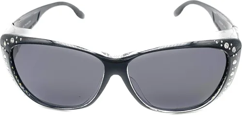 Vista 2 de The Starlet - Gafas de sol rectangulares ovaladas con diamantes de imitación de mariposa y ajuste de 2.165 in