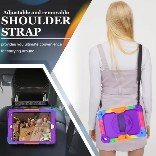 Vista 7 de SIBEITU Funda compatible con iPad de 9ª/8ª/7ª generación con protector de pantalla para bolígrafo, funda para iPad de 10.2 pulgadas, funda