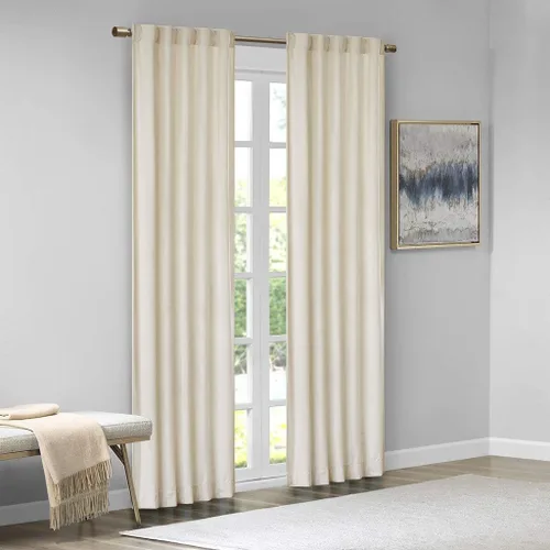 Vista 10 de KEMCO Cortinas opacas con pestaña trasera y bolsillo para barra, cortinas opacas con aislamiento térmico sólido para sala de estar, dormitorio