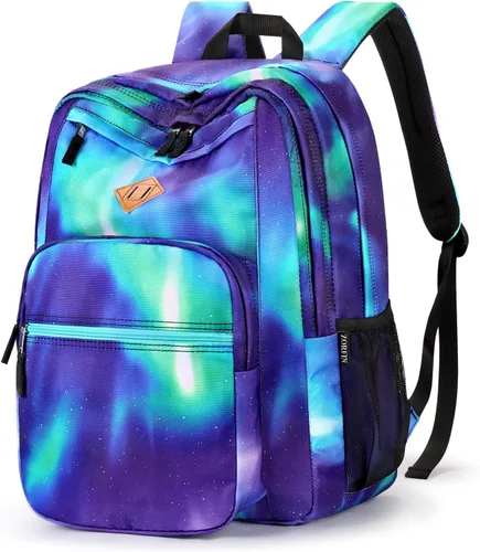 Vista 39 de ZORFIN - Mochila de 26 litros para la escuela, universidad y viajes, impermeable, con 8 compartimentos, Verde militar, Moderno