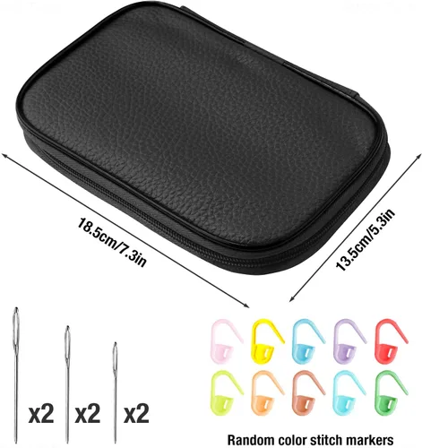 Vista 5 de Tomorotec Art - Juego de ganchos de ganchillo metálicos multicolores, agujas de tejer de aluminio para manualidades de hilo con bolsa