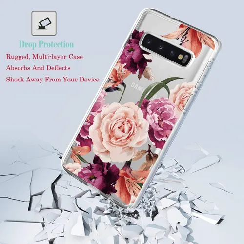 Vista 8 de Funda para Galaxy S10, delgada, a prueba de golpes, transparente, suave, flexible, TPU floral, funda protectora para Samsung Galaxy S 10 (2019)