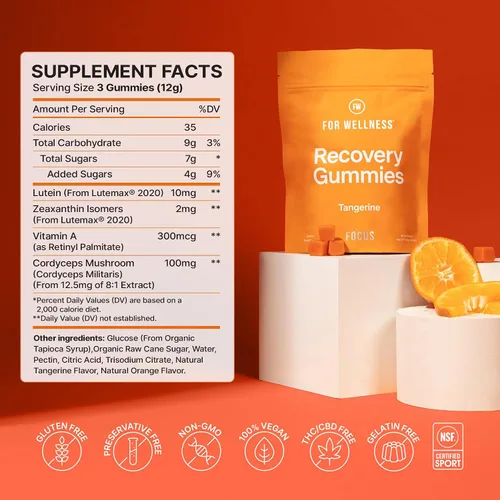 Vista 7 de Gomitas únicas para la salud ocular y concentración con luteína, zeaxantina, cordyceps y vitamina A Visión, apoyo cerebral, memoria, sueño