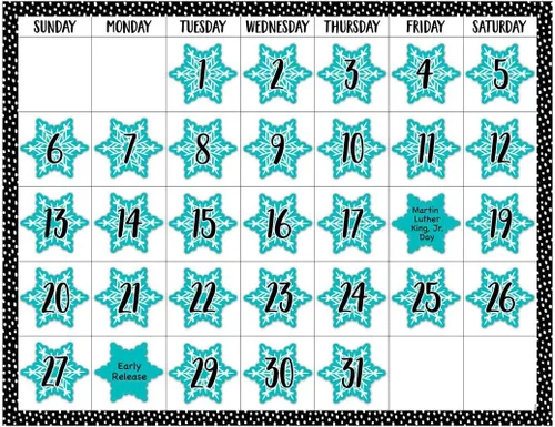 Vista 3 de CTP 10613 - Calendario de puntos desordenados en negro para el aula (Creative Teaching Press 10613)