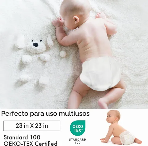 Vista 4 de Ruvanti Pañales de tela, paquete de 3 unidades, plegado plano, 100% algodón
