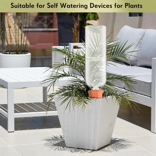 Vista 6 de Dandat 8 Piezas 34oz Dispositivos de Riego de Plantas Incluyen Picos de Riego Automático de Terracota con Botellas de Plástico de Liberación Lenta