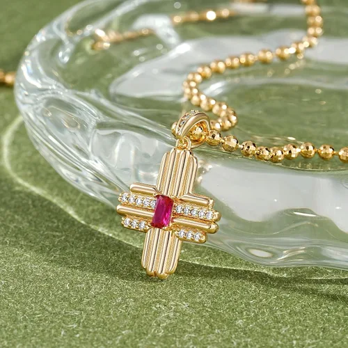 Vista 153 de Fettero - Collar con dije de cruz de fe, chapado en oro de 14 K, cadena fina, minimalista, simple, pequeña, para oración, regalo de joyería religiosa