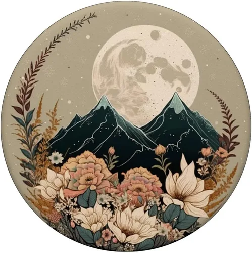 Vista 3 de Boho Mountain Moon Phases Floral Aesthetic Chic PopSockets intercambiables PopGrip