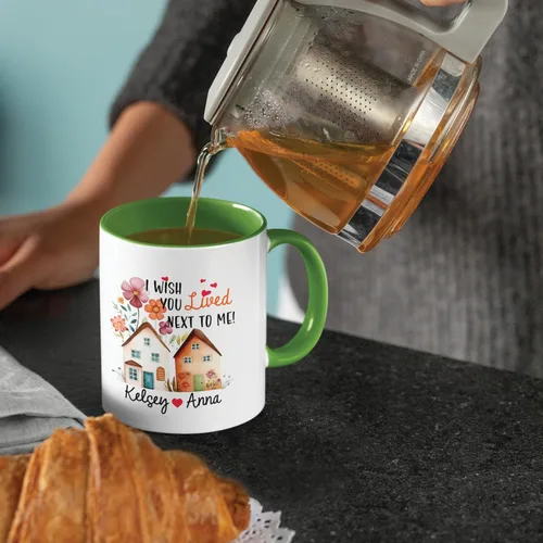 Vista 2 de Taza de café personalizada de alma gemela, taza de café de amistad personalizada para mejores amigos con nombres, mejores amigos, hermanas del alma