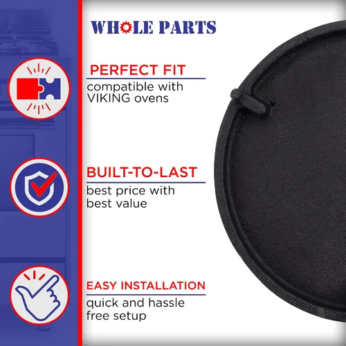 Vista 4 de Tapa de quemador Whole Parts mejorada (negro) N.º de pieza PA080015, repuesto y compatible con algunos electrodomésticos de cocinas de gas Viking