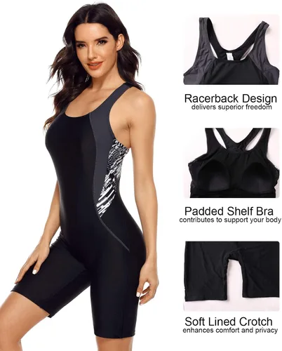 Vista 3 de beautyin Traje de baño Boyleg de una pieza para mujer con espalda cruzada