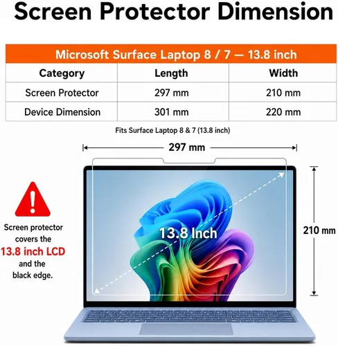 Vista 4 de Megoo - Protector de pantalla para Microsoft Surface Laptop 8/7 de 13,8 pulgadas ArmorShield Series 9H - Película protectora de vidrio templado