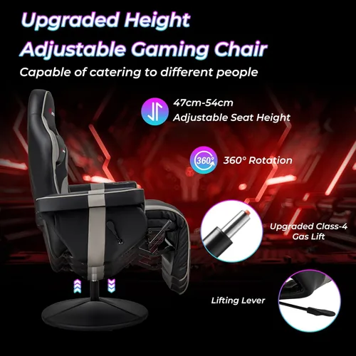 Vista 6 de Goplus - Silla gamer con masaje, altura ajustable, para videojuegos, con reposapiés retráctil, soporte para tazas, reposacabezas, silla giratoria