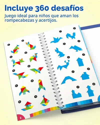 Vista 3 de Rompecabezas Tangram Magnético de Viaje Coogam con Bloques de Construcción 3D, Libros de Rompecabezas de Escritura en Forma de Patrón para Viajes