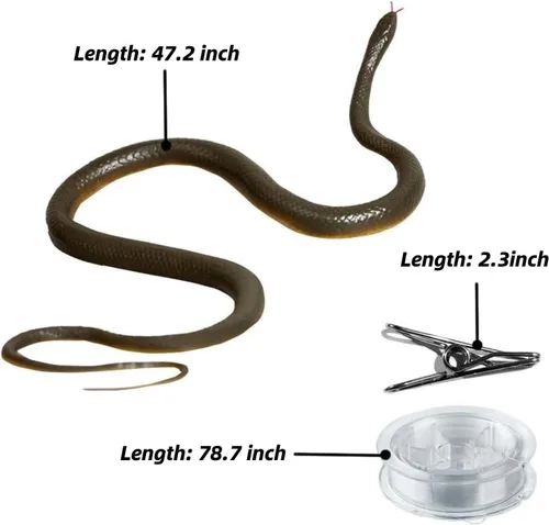 Vista 7 de Broma de serpiente con clip de cuerda, broma de serpiente de golf, broma de serpiente para clip, serpiente de goma, broma de serpiente con cuerda