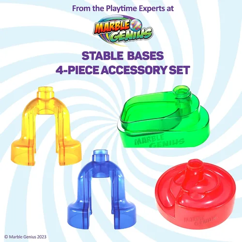Vista 2 de Marble Genius Bases estables, juego de 4 piezas de accesorios de carrera de canicas para niños a partir de 4 años, divertido kit de complemento