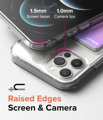 Vista 4 de Ringke Fusion Card - Funda compatible con iPhone 12 y iPhone 12 Pro, parte trasera dura transparente con tarjetero delgado integrado, funda tipo