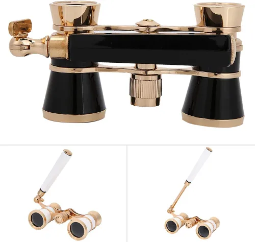Vista 6 de Lentes binoculares de ópera para telescopio, 3 x 25, mini gafas de teatro portátiles con transporte, binoculares de teatro compacto con mango
