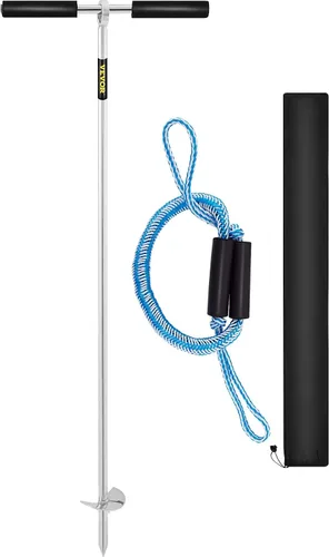 Vista 10 de VEVOR Anclaje de arena, barrena de 18 pulgadas de longitud para la playa y barra de arena, anclaje de tornillo de acero inoxidable 304 con mango