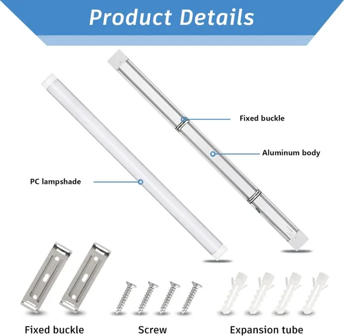 Vista 4 de KILIPOL Luz LED de listón de 2 pies, luces de tubo LED delgadas montadas en superficie de techo, 20 W 4000 K blanco neutro para oficina, tienda, 2