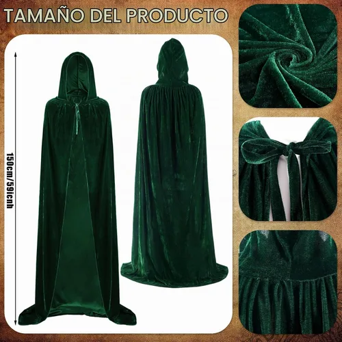 Vista 2 de Chicingyou Juego de 10 disfraces de Halloween de Medusa, accesorios de joyería de serpiente dorada para mujer, con capa larga con capucha, capa