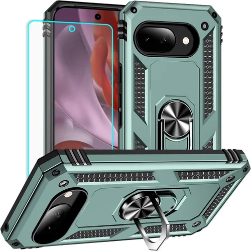 Vista 19 de Yiakeng Funda para Google Pixel 7: con protector de pantalla, fundas protectoras de grado militar con soporte de anillo de dedo para Pixel 7