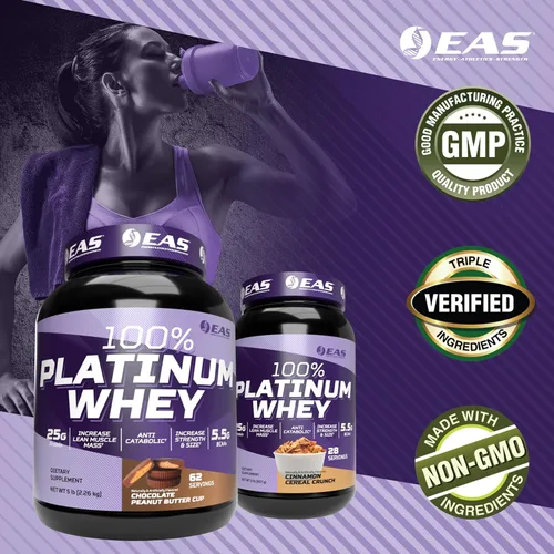 Vista 4 de EAS 100% proteína de suero de platino, helado de chocolate, 2 libras