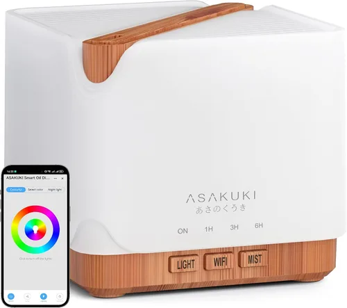 Vista 10 de ASAKUKI Difusor de aceite esencial, humidificador ultrasónico multifuncional para aromaterapia con aceite fragante vaporizador con temporizador