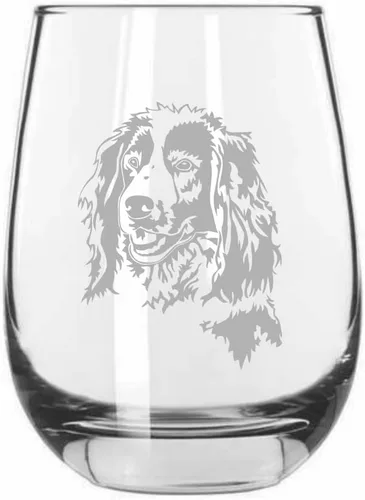 Vista 300 de Shar Pei (chino) - Vaso de vino sin tallo grabado para perro, 15.25 onzas