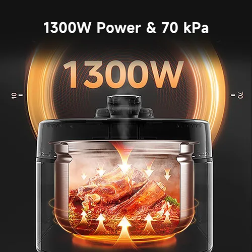 Vista 5 de Midea Olla a presión eléctrica 8 en 1 con ollas dobles, olla de cocción lenta programable multifuncional, olla arrocera, vaporera, sartén