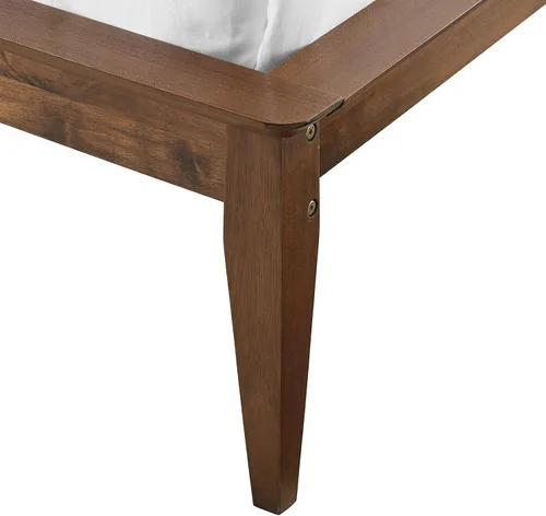 Vista 9 de Marco de cama de plataforma, tamaño King, madera, nogal marrón, contemporáneo moderno, dormitorio principal suite de invitados