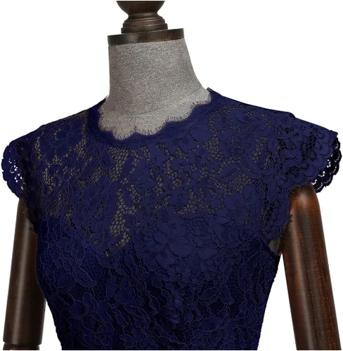 Vista 3 de Miusol - Maxi vestido floral con encaje para fiesta de noche y uso formal para mujer