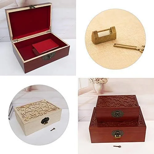 Vista 6 de Mocohana - Caja de madera para tesoro, caja para guardar joyas, tarjetas de colección, regalos y decoración del hogar