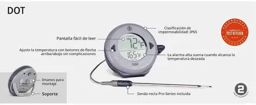 Vista 6 de ThermoWorks DOT — El Termómetro de Alarma Simple Favorito de los Chefs - Rojo Pimienta de Cayena Pimienta de Cayena Roja