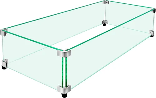 Vista 13 de Protector de viento para hoguera, 15 x 15 pulgadas, protector de viento cuadrado de vidrio templado para fogata y mesa de fuego, vidrio grueso