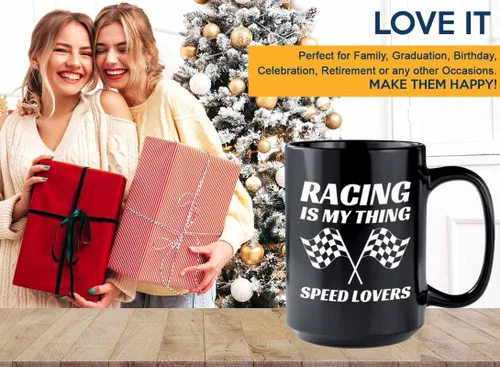 Vista 6 de Taza de café Racer de 15 onzas, color negro, Racing Is My Thing, Fuel Speed Racer Car Guys Circuit Automotriz Racing Boy Regalos para él, papá