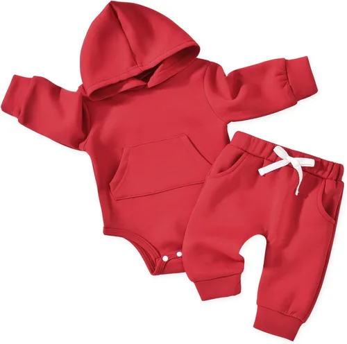 Vista 8 de Aalizzwell Conjunto de sudadera con capucha de invierno para bebé infantil Albaricoque