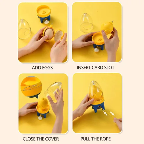 Vista 3 de Mezclador de yema de huevo con cuerda de tracción, máquina de huevos dorada, hilandero de huevos rápido, homogeneizador de huevos manual extractor