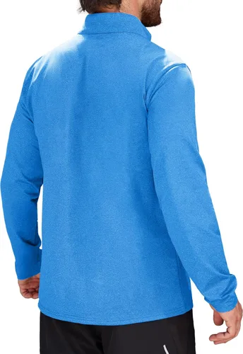 Vista 3 de MAGCOMSEN Sudadera de golf de manga larga con forro polar para hombre, con cremallera de 1/4, térmica, para correr