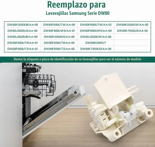 Vista 3 de DD81-01629A DD81-02132A - Pestillo para interruptor de puerta de lavavajillas compatible con Samsung modelo DW80K5050UB DW80R5060US DW80R5061UG
