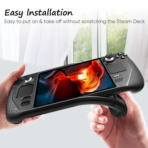 Vista 6 de Fintie Case Compatible with Steam Deck, Soft Silicone Protective Cover, Anti-Slip Shockproof Case for Steam Deck (Black)
