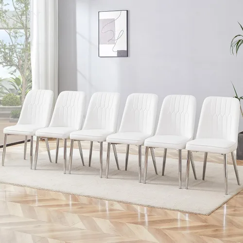 Vista 13 de Juego de 2 sillas de comedor modernas, color negro, sillas de cocina de piel sintética, sillas laterales tapizadas con patas de metal, sillas sin