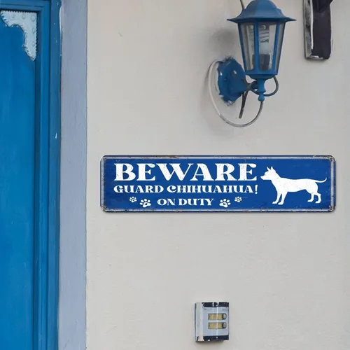 Vista 4 de Letreros de metal con texto en inglés «Beware of Dog» «Beware of Dog» «Beware of Dog» (Beware of Dog) «Beware of Dog» (Beware of Dog) «Beware of