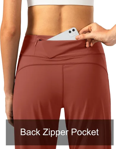 Vista 3 de Soothfeel - Pantalones deportivos para mujer con bolsillos de cremallera y cintura alta, pantalones deportivos para entrenamiento y yoga