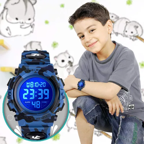 Vista 6 de Reloj digital deportivo impermeable LED 50M para niños, regalos para niños