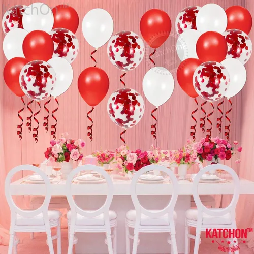 Vista 6 de KatchOn Globos para el día de San Valentín, rojo y blanco, 12 pulgadas
