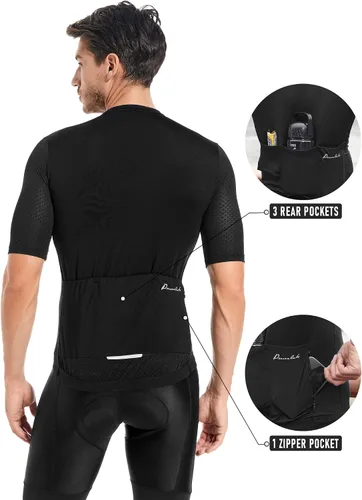Vista 2 de Przewalski Camiseta de ciclismo de manga corta para hombre, camisetas de ciclismo para ciclismo de carretera y grava