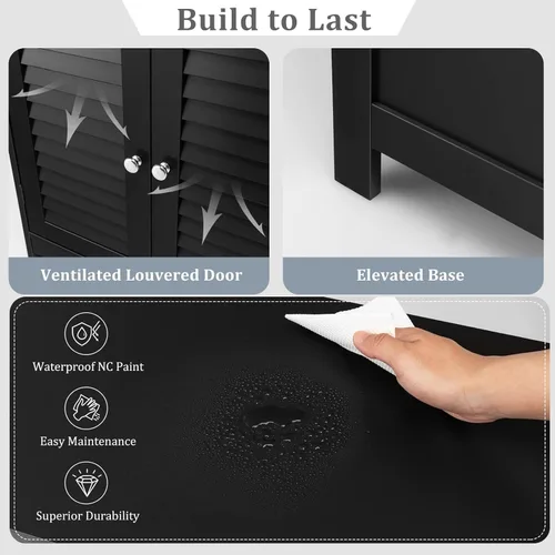 Vista 8 de MAT EXPERT Gabinete de madera independiente con estante ajustable de 3 posiciones, entrada, pasillo, sala de estar, 23.5 pulgadas de largo x 12
